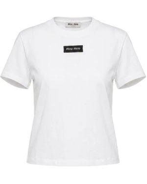 Miu Miu Camiseta De Tejido Jersey - Blanco