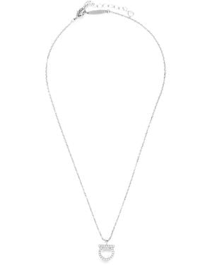 Ferragamo Collier Gancini À Ornements En Cristal - White