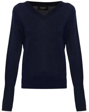 DSquared² V-Neck Logo Top - Blue