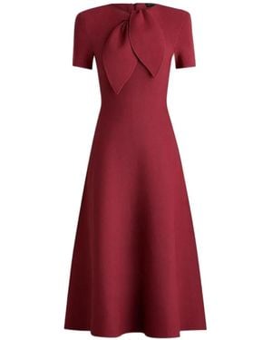 Scanlan Theodore Cravat-Detail Short-Sleeved Midi Dress - Red