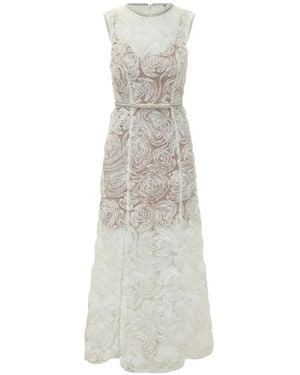 Self-Portrait Floral-Lace Mermaid-Hem Maxi Dress - White
