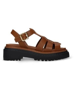 Prada Cage-strap platform sandals - Braun