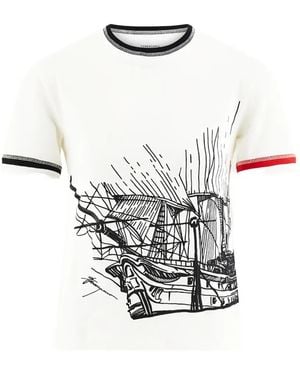 Ferragamo Ship-Print Cotton T-Shirt - White