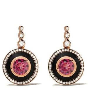 Selim Mouzannar Pendientes Mina En Oro De 18Kt Con Diamantes Y Rodolita - Blanco