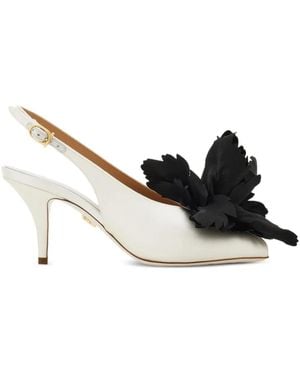 Ferragamo Pumps Con Cinturino Posteriore E Decorazione Floreale 70Mm - Neutro
