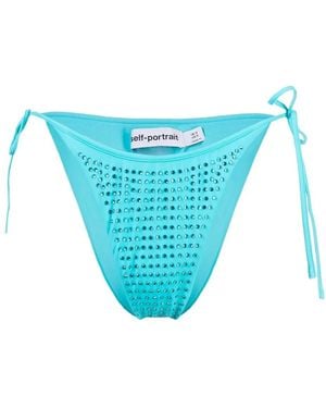 Self-Portrait Bikinihöschen Mit Kristallen - Blau