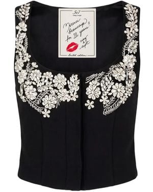 Cinq À Sept Gilet Aliana À Ornements En Cristal - Black