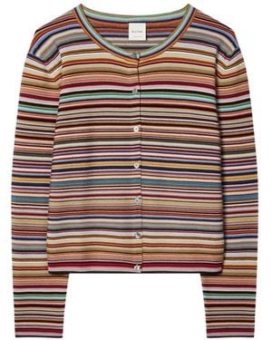 Paul Smith Signature Stripe' Knitted Cardigan - Orange