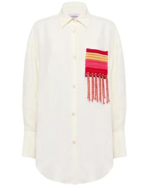Laneus Fringed-Pocket Shirt - White
