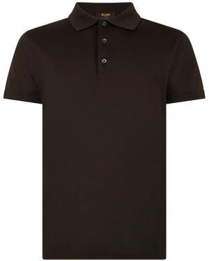Moorer Poloshirt Met Korte Mouwen - Zwart