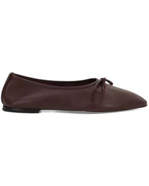 Dear Frances Gala Bow-Detail Leather Ballet Flats - Brown