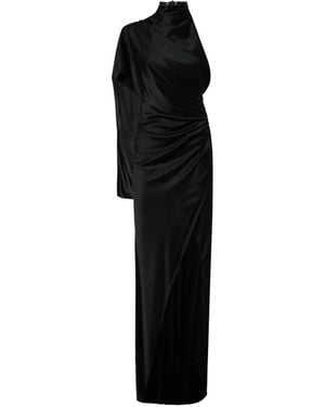 ANDAMANE Draped One-Shoulder Maxi Dress - Black