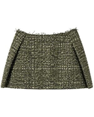 IRO Tweed Frayed-Edge Skorts - Green