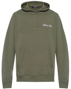 Balmain Sudadera con capucha y logo bordado - Verde