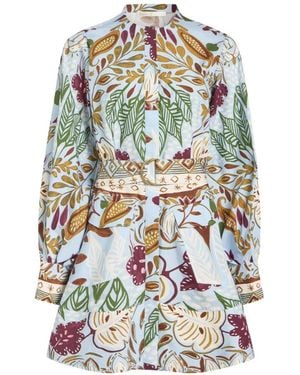 Marie Oliver Hughes Floral-Print Belted Mini Dress - White