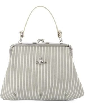 Vivienne Westwood Granny Frame Stripe-Print Clutch Bag - White