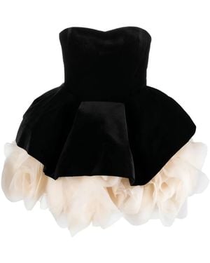 Ana Radu Petal-Layer Velvet Mini Dress - Black