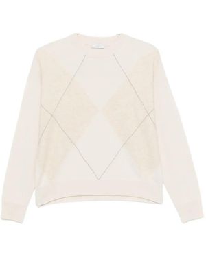 Peserico Long-Sleeve Chain-Trim Sweater - White