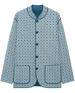 Shanghai Tang Reversible Geometric-Pattern Coat - Blue