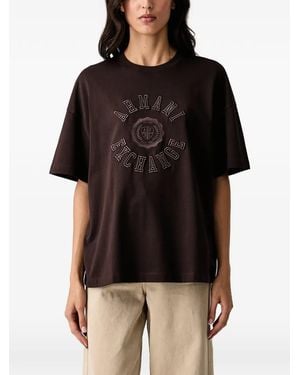ARMANI EXCHANGE T-Shirt À Logo Brodé - Black