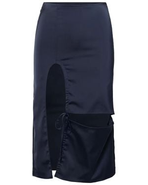 Elena Velez Satin Midi Skirt - Blue