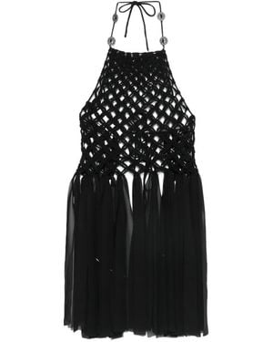 Pinko Macramé-Knit Top - Black