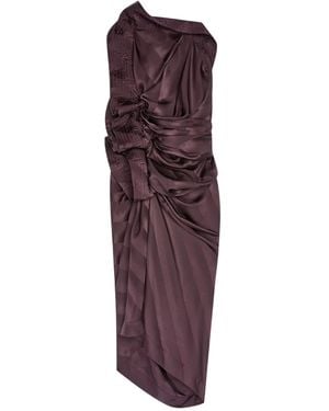 Dries Van Noten Draped-Design Silk Maxi Dress - Purple