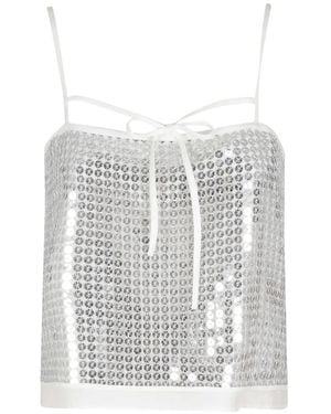 Isabelle Blanche Sequinned Self-Tie Top - White