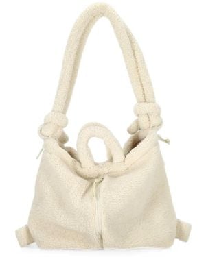 ölend Mini Ona Knot-Detail Sherpa Shoulder Bag - White