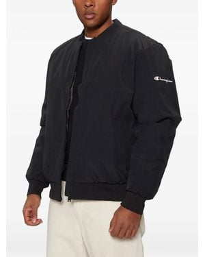 Champion Logo-Print Bomber Jacket - Blue