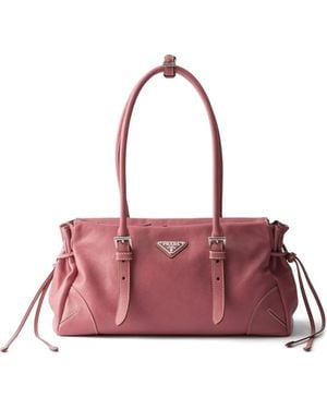 Prada Medium Leather Tote Bag - Purple