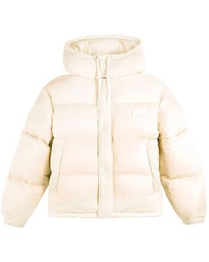 Sporty & Rich Logo-Patch Puffer Jacket - Natural
