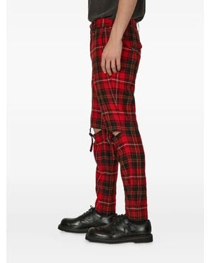 COMME DES GARÇON BLACK Buckle-Fastening Plaid Trousers - Red