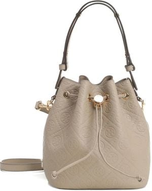 Tory Burch Embossed-Logo Tote Bag - Natural