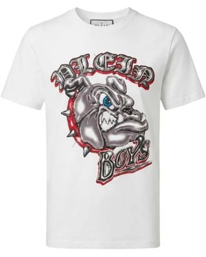 Philipp Plein Jersey T-Shirt Bulldog Plein Boys - White