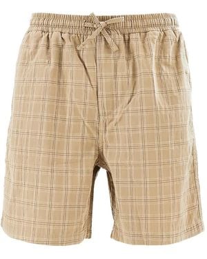 Forét Shift Check-Pattern Drawstring Shorts - Natural