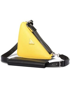 Prada Saffiano Leather And Leather Shoulder Bag - Multicolor