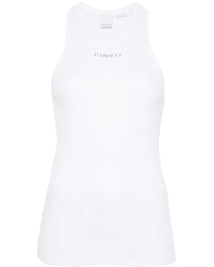 Pinko Logo Ribbed Tank Top - White