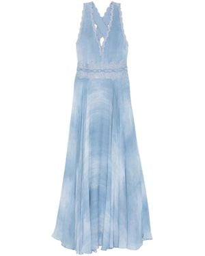 ERMANNO FIRENZE Lace-Trim V-Neck Maxi Dress - Blue