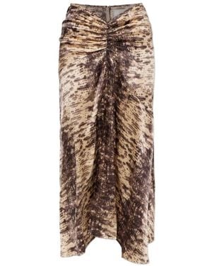 Isabel Marant Laren Ruched Midi Skirt - Natural