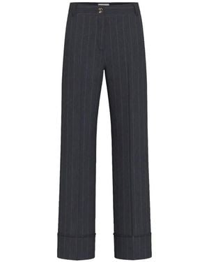Marella Pinstripe-Pattern Turn-Up Pants - Blue