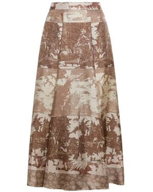 Pierre Louis Mascia A-Line Pleated Midi Skirt - Natural