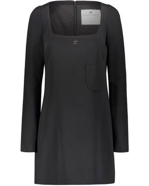 Courreges Long-Sleeve Crepe Dress - Black