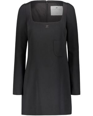Courreges Long-Sleeve Crepe Dress - Black