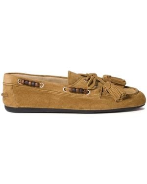 Miu Miu Suede Tassel Loafers - Brown