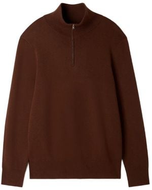 Sandro Pullover Mit Viertelreißverschluss Und Stehkragen - Braun