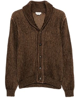 Jacob Cohen Striped Shawl-Collar Cardigan - Brown