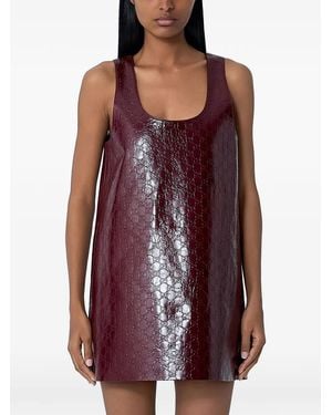Gucci Logo-Embossed Scoop-Neck Mini Dress - Red