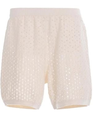 Agua Bendita Eyelet-Embroidered Tailored Shorts - White