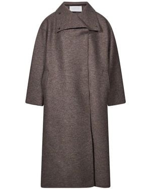 Harris Wharf London High-Neck Oversized Coat - Brown